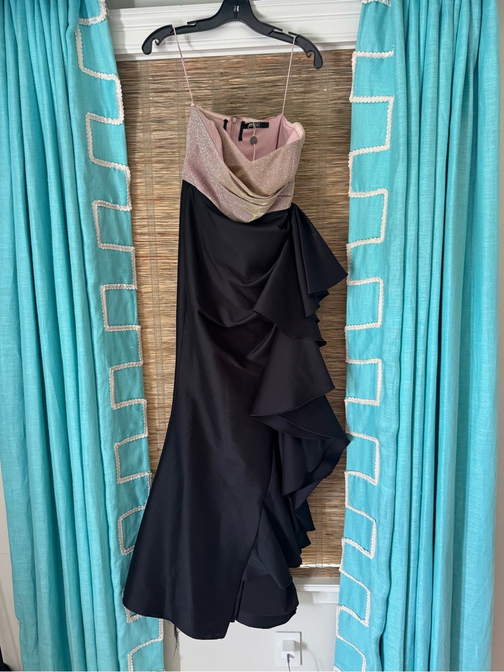 Badgley Mischka Black Gown with Blush Shimmer Bodice